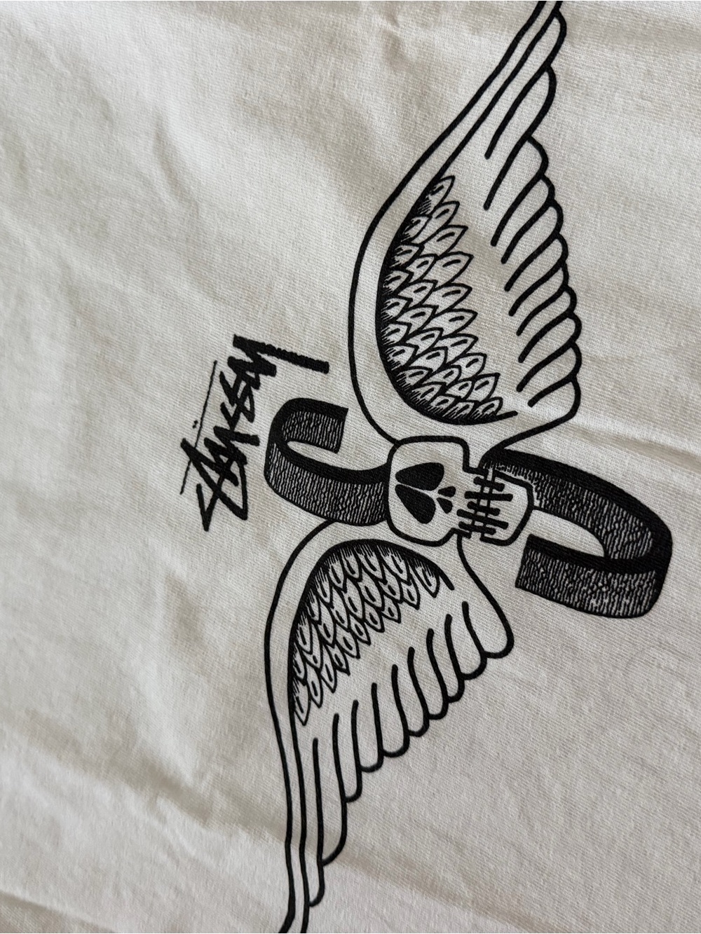 Stussy long, white, long sleeve school, wings, graphic, long sleeve size large - Picture 4 of 4